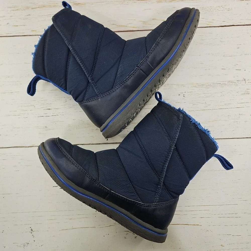 LL Bean Tek Youth Size 2 Navy Blue Winter Snow Boots Insulated Waterproof 505698